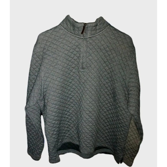 Island Sands Womens L Top Gray Diamond Quilted Long Sleeve 1/4 Zip Pullover Warm - Picture 1 of 9